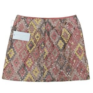 Expressions Sequin Mini Skirt in Pink, Yellow, and Brown